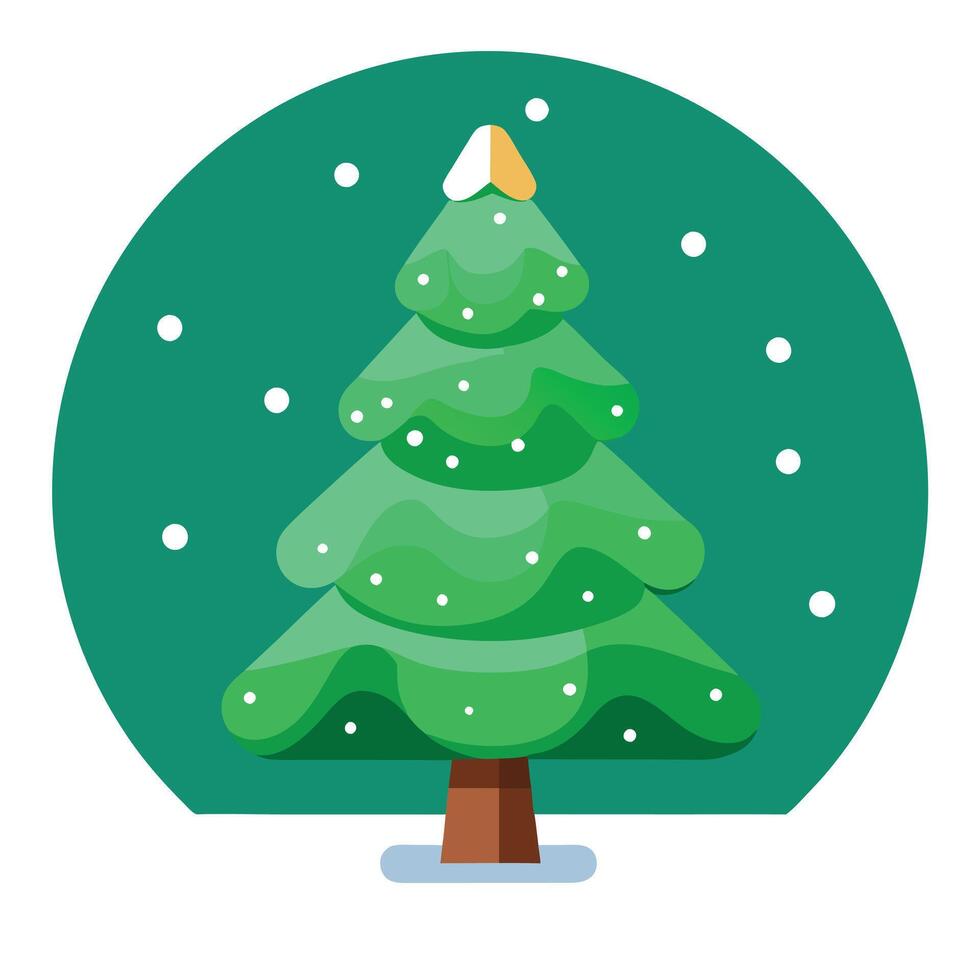 Simple cartoon new year trees on christmas snowing green background vector