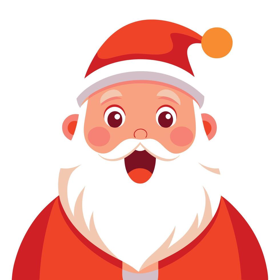 Surprised Santa Claus. Merry christmas and happy new year concept. Festive Fun vector