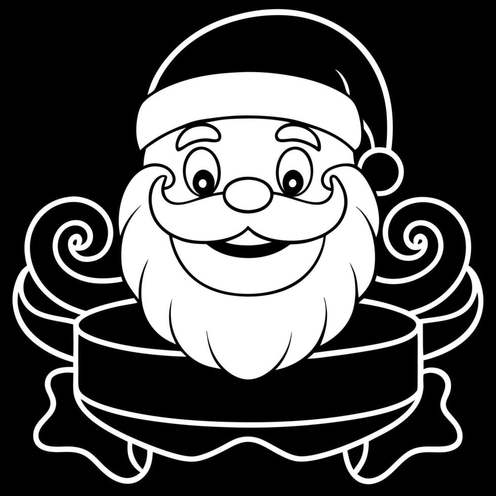 Happy sanat clause made of swirl neon gas on dark background christmas banner. vector