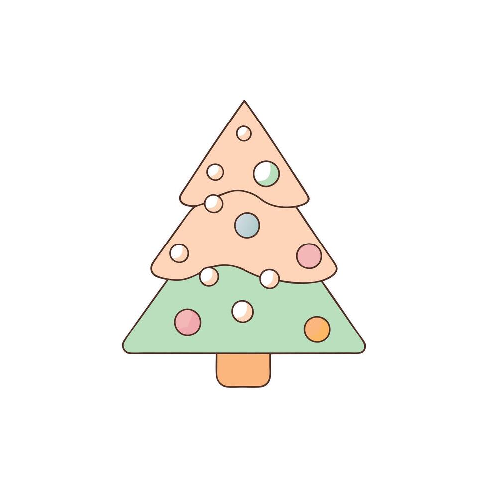 Christmas balls tree decoration. bokeh circles on background. pastel peach photo vector