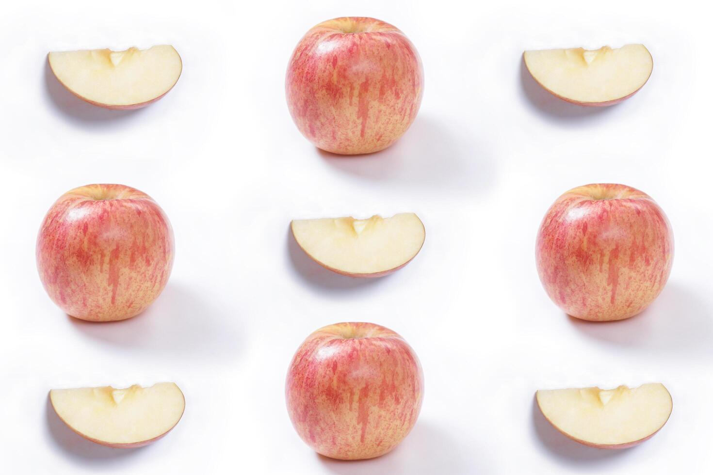 Red apple isolated on white background, fresh red apple with slices, clipping path photo