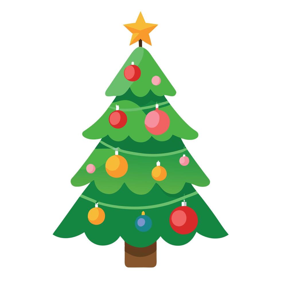 Christmas tree with christmas balls and decorations isolated on white background vector