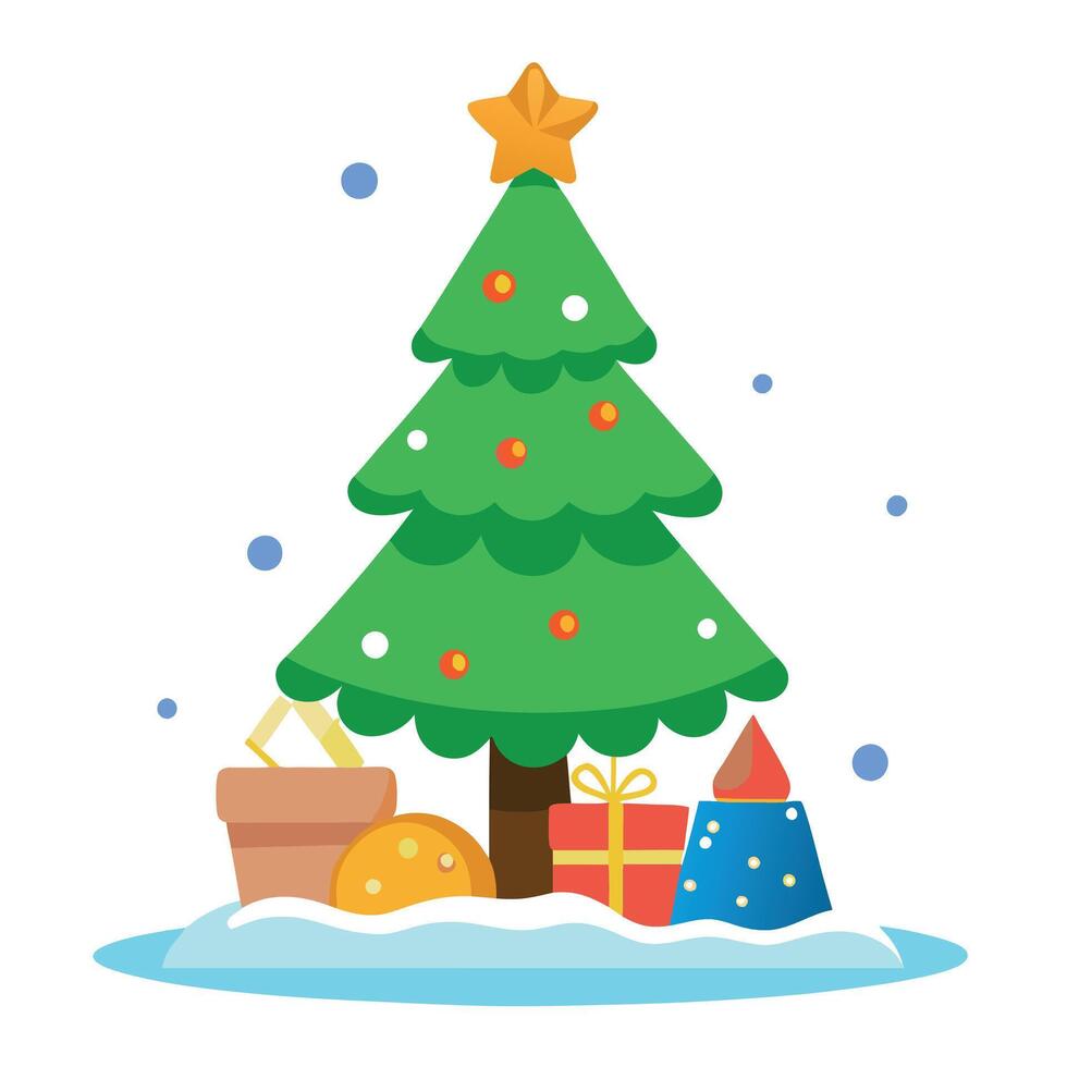 Christmas tree in snow for christmas product placement vector