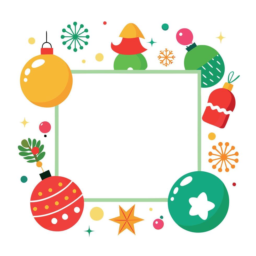 Christmas frame with ornaments and decorations vector