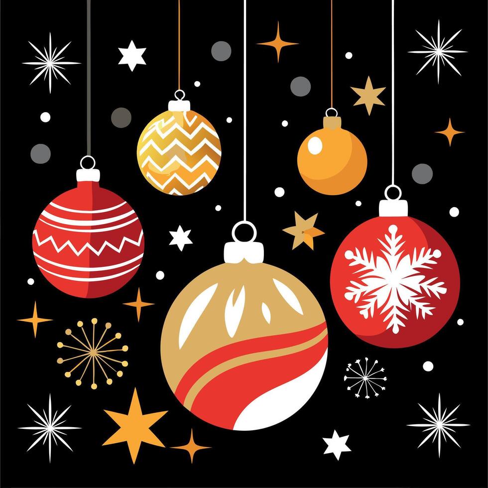 Elegant Christmas background with shiny decorations. black background with New Year decoration vector