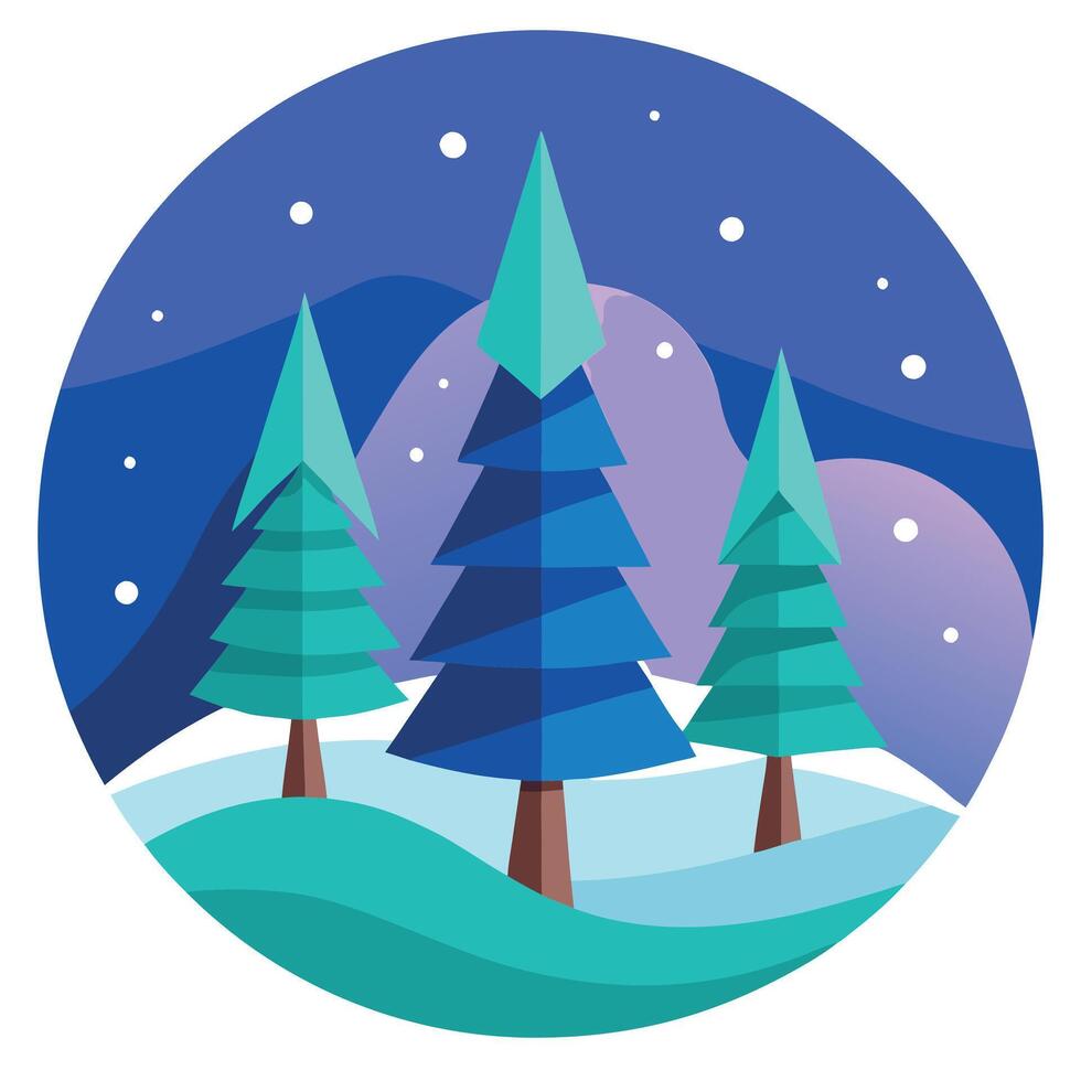Christmas time. Abstract art of christmas trees in winter landscape. image. vector