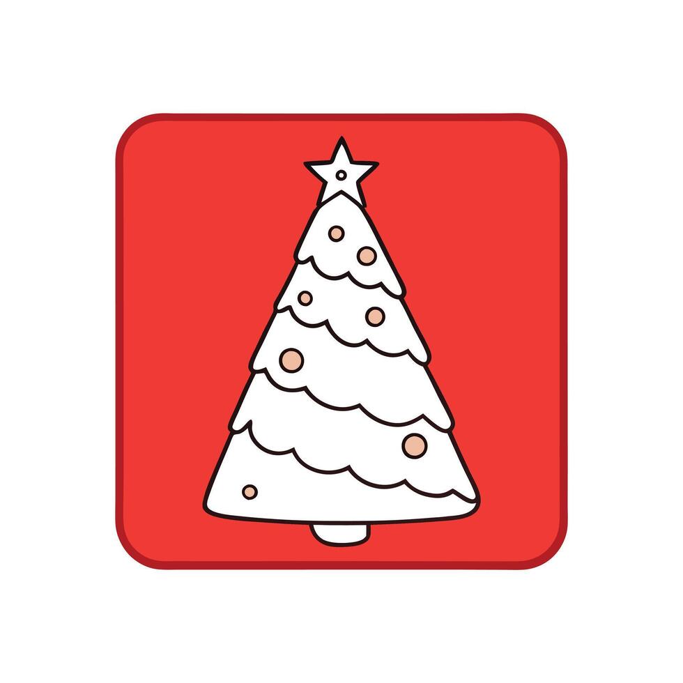 Cute small abstract white christmas tree on red background with copy space vector