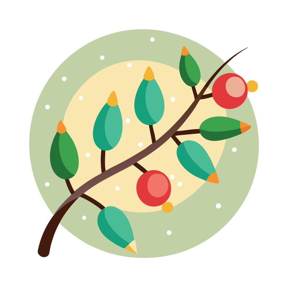 Christmas tree branch with lights bokeh background. vintage toned. vector
