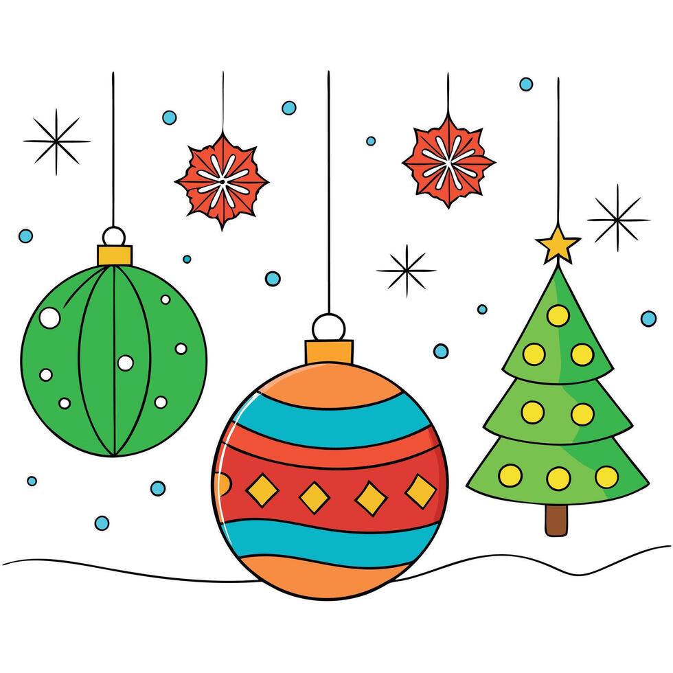 Christmas background with ornaments snowflakes and Christmas tree balls vector