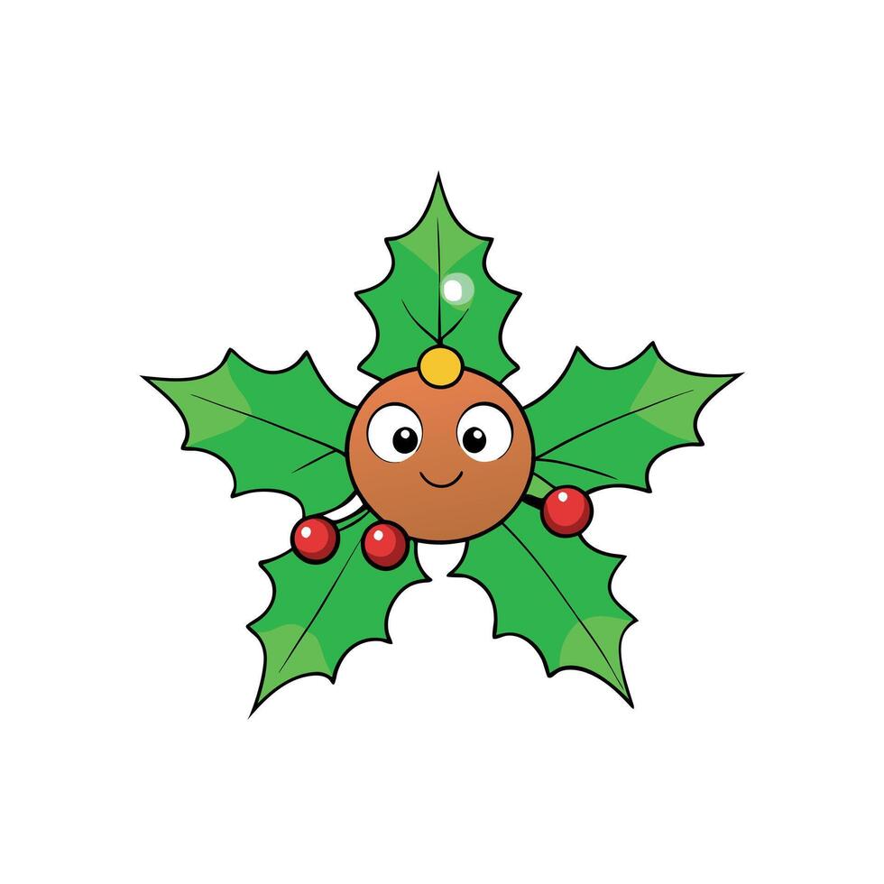 Holly leaf with blurred lights as christmas background vector