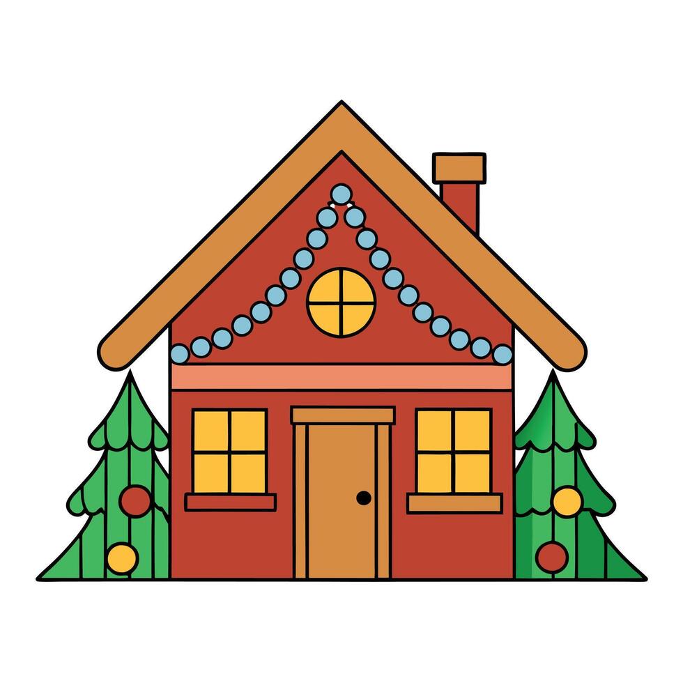 Decorated country house chalet with Christmas tree branches in a cozy interior vector