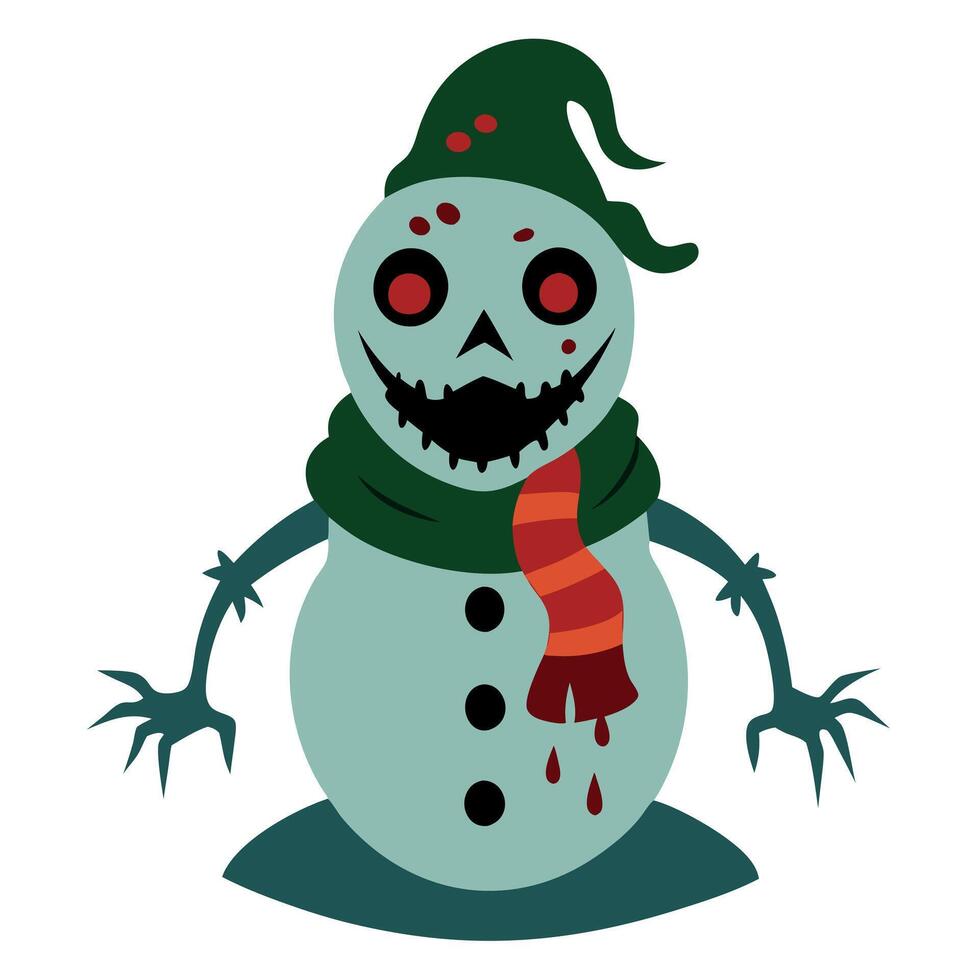 Illustration of Strange. Odd. Creepy. Zombie Snowman for Christmas or Halloween. vector