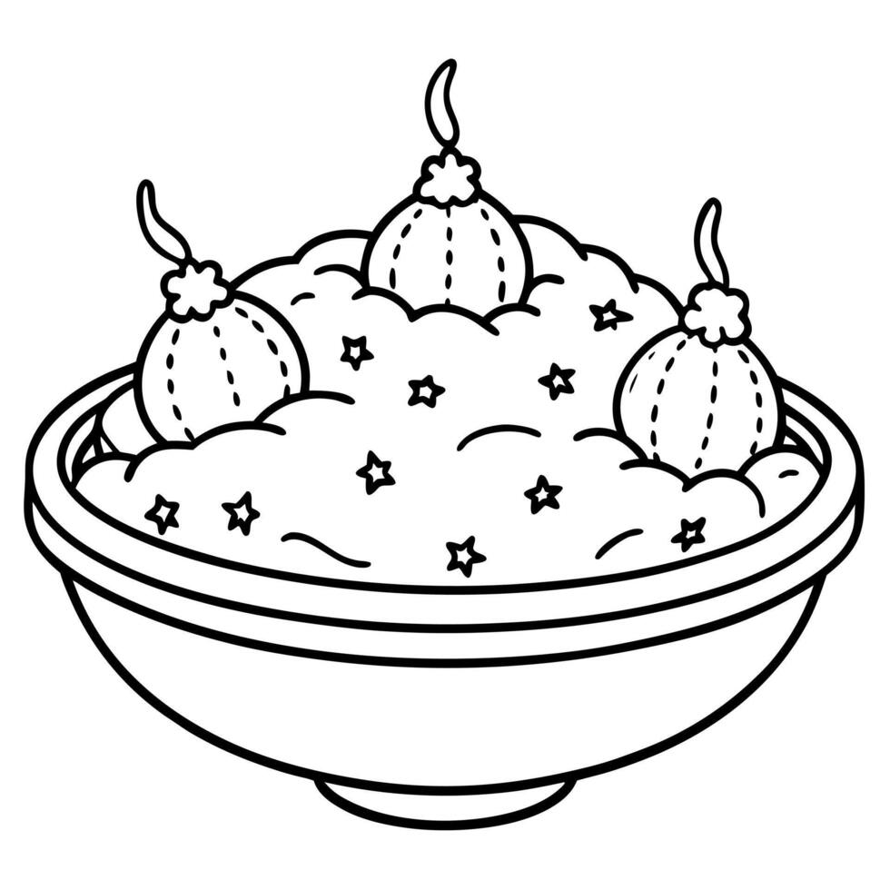 Festive homemade mashed potatoes with Christmas decorations vector