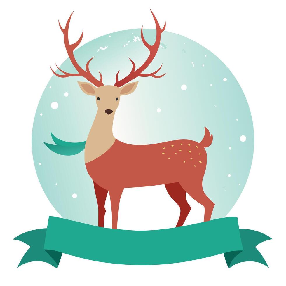 Banner of watercolour illustration of deer on the christmas background vector