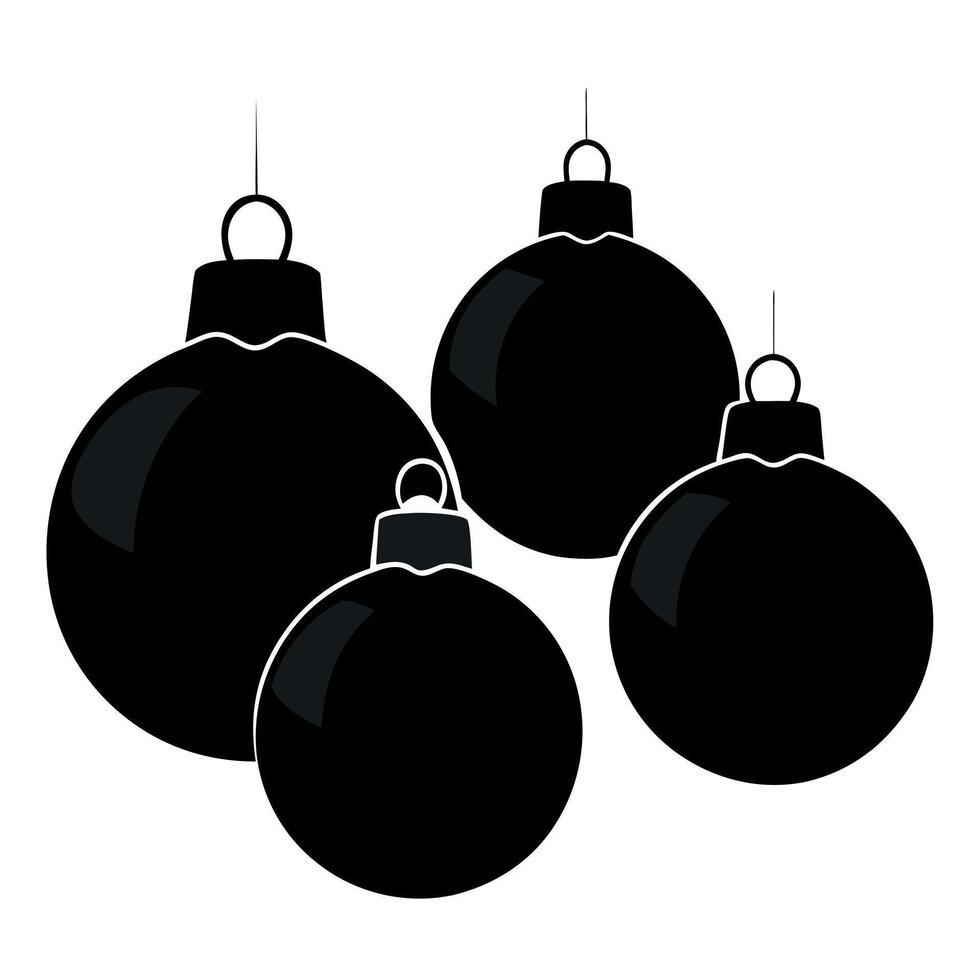 Set of black Christmas bauble isolated on white background vector