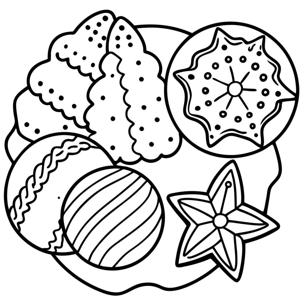 Tasty decorated christmas cookies on wooden background vector