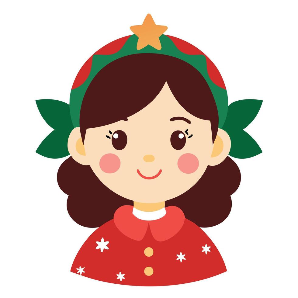 Portrait of little girl with Christmas face painting. Xmas face art vector