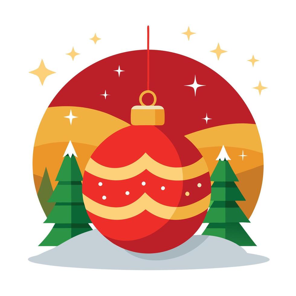 Red and golden christmas ball. Merry Christmas backdrop with realistic holiday decorations. vector