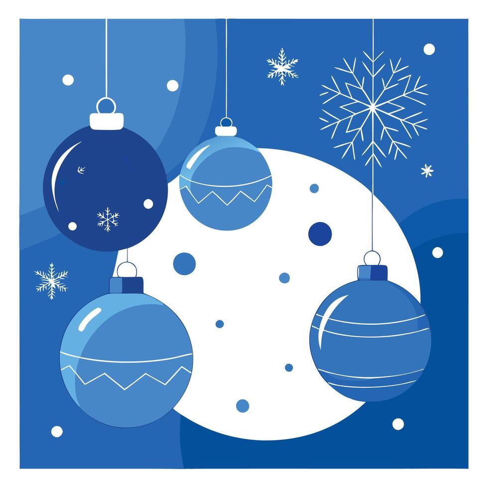 Blue christmas background with balls. with copy space. vector
