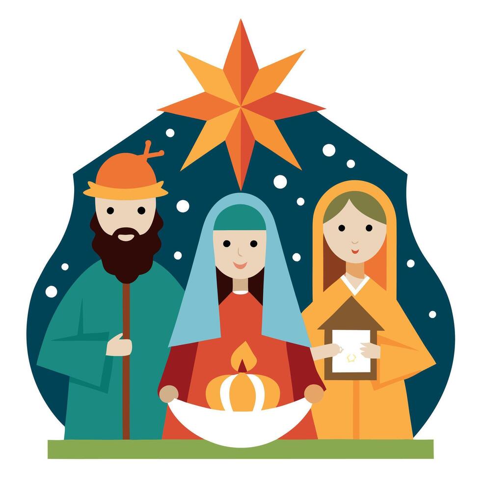 Close up of christmas nativity scene. Christmas concept. vector