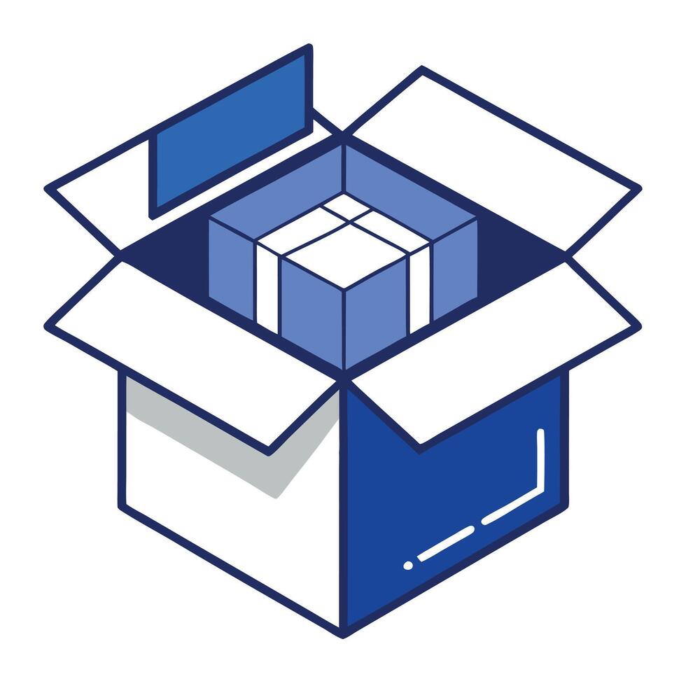 Open box wireframe style of delivery of goods online to doors dark blue background. vector
