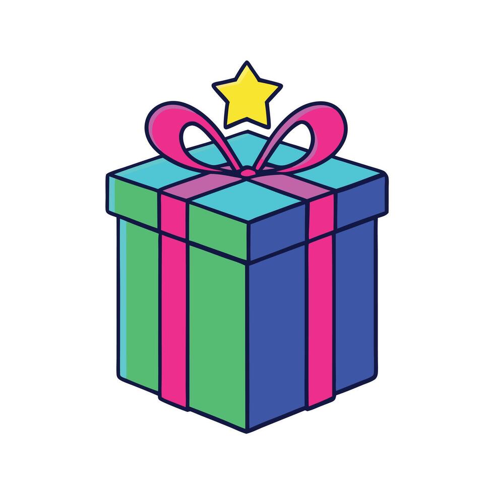 3d render Christmas neon background with gift box image vector
