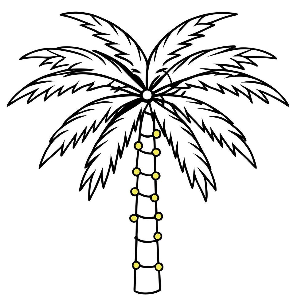 Palm tree covered with Christmas light. Minimal tropical Christmas concept. vector