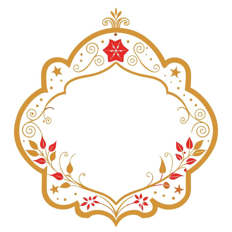 Blank ornate merry christmas gold template for card. Holiday card vector