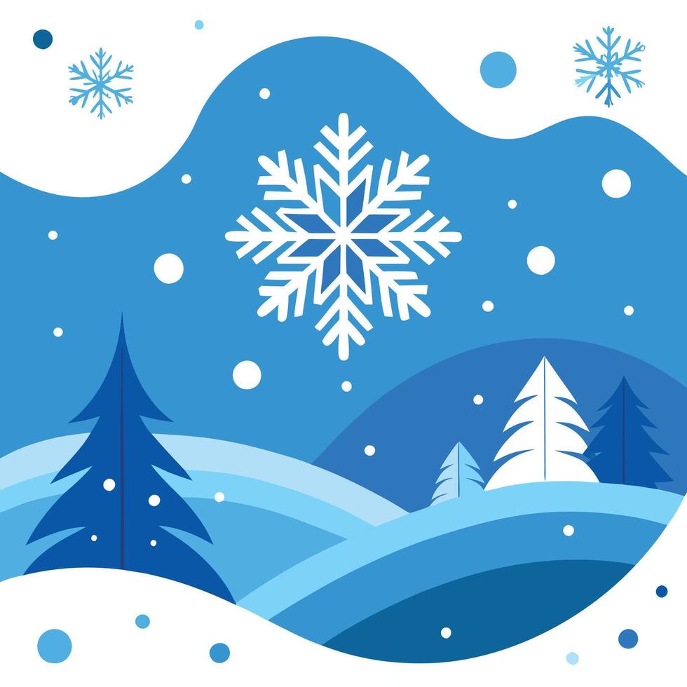 Abstract christmas background with snowflakes and snowfall on a cold blue winter background vector