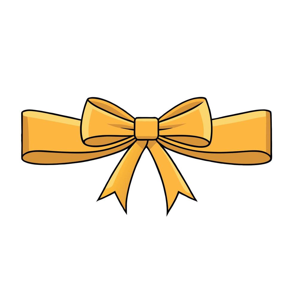 Decorative golden bows with horizontal gold ribbon isolated on transparent background vector