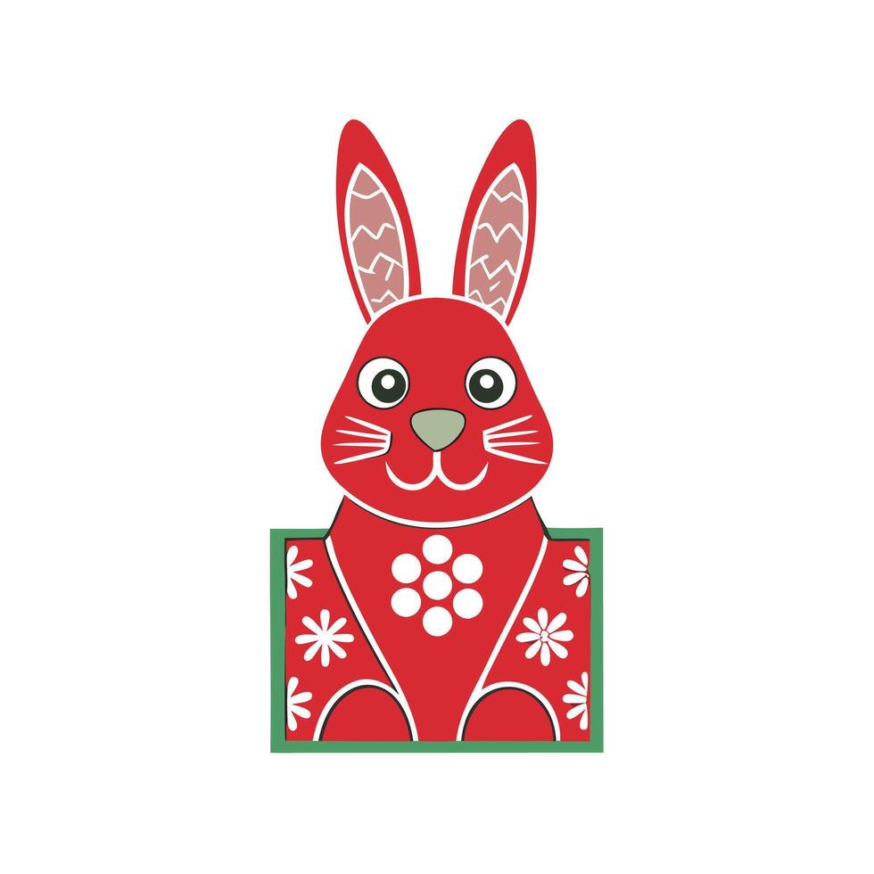 Decorative christmas rabbit. Card with negative space. vector