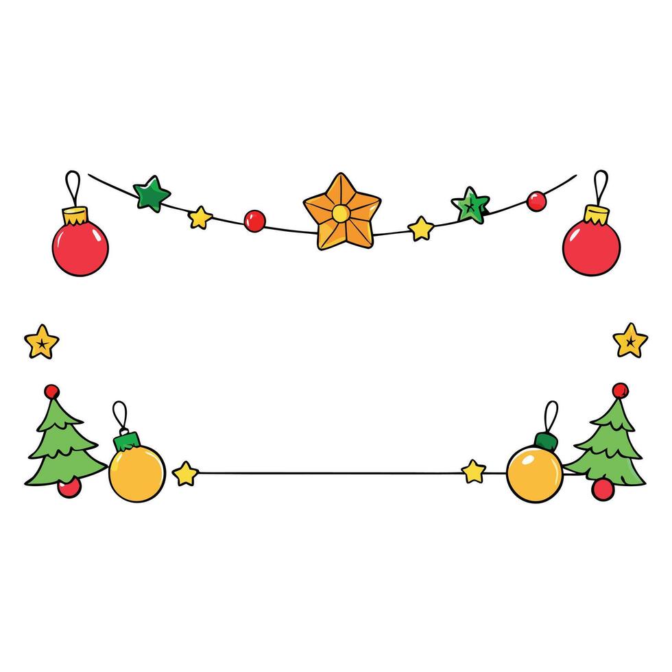 Christmas border background with balls and decorations vector