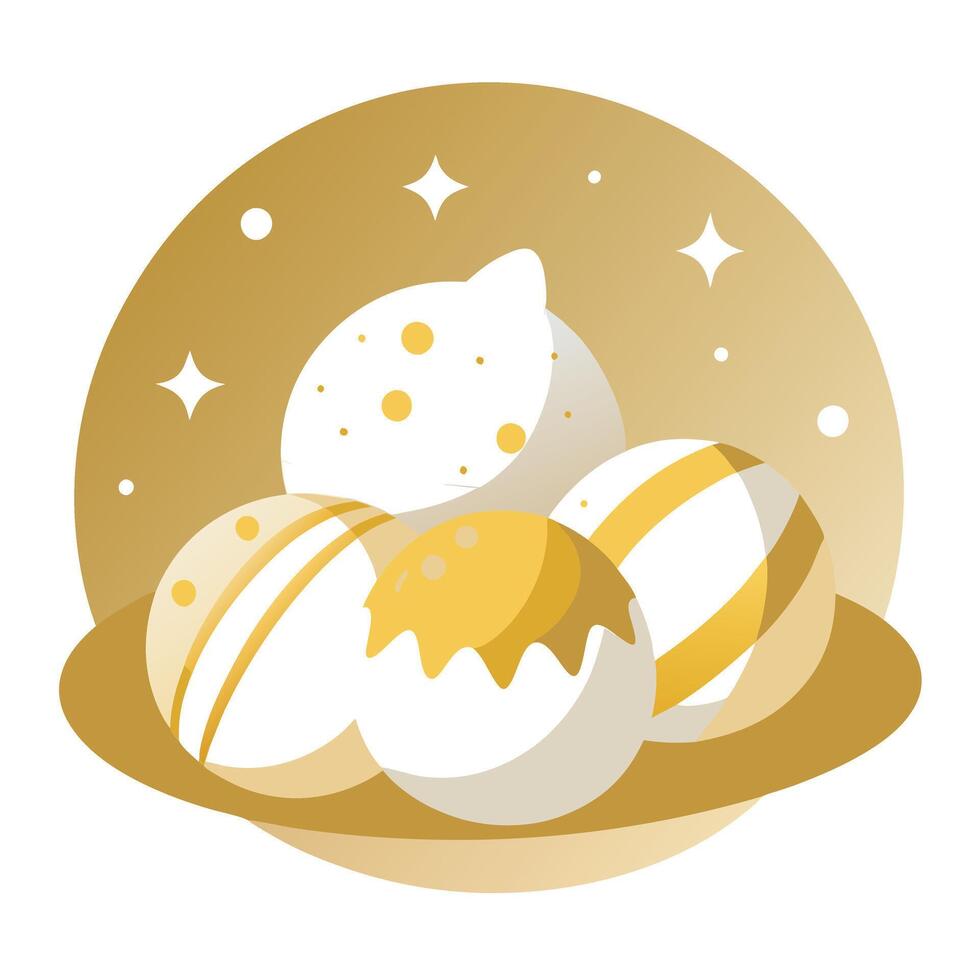 White and gold colored luxury elegantly sweets at Christmas with cozy blur background vector