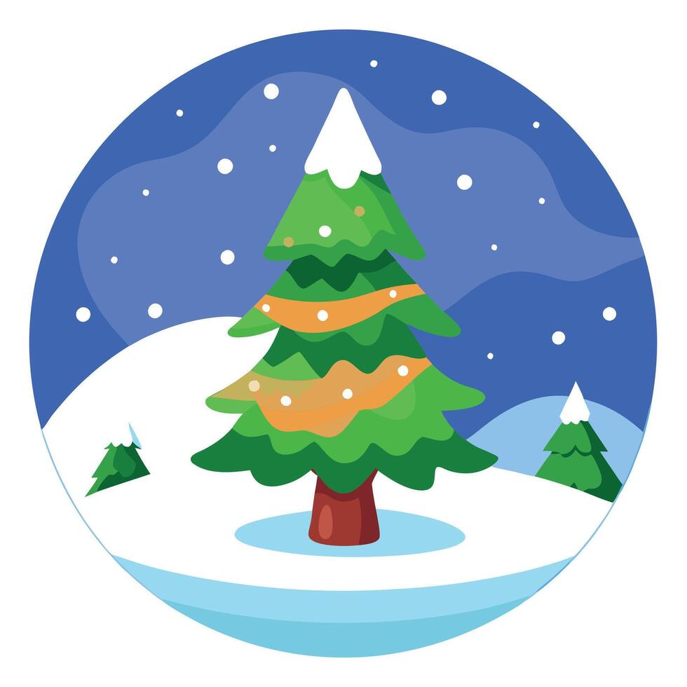 Beautiful Christmas Winter Snow Happy Scene Christmas Winter Snow Tree vector