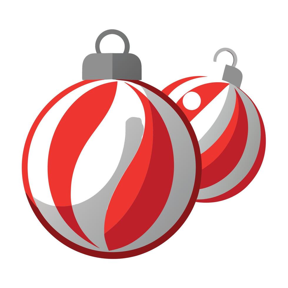 Red and silver christmas ornaments on a white background. vector