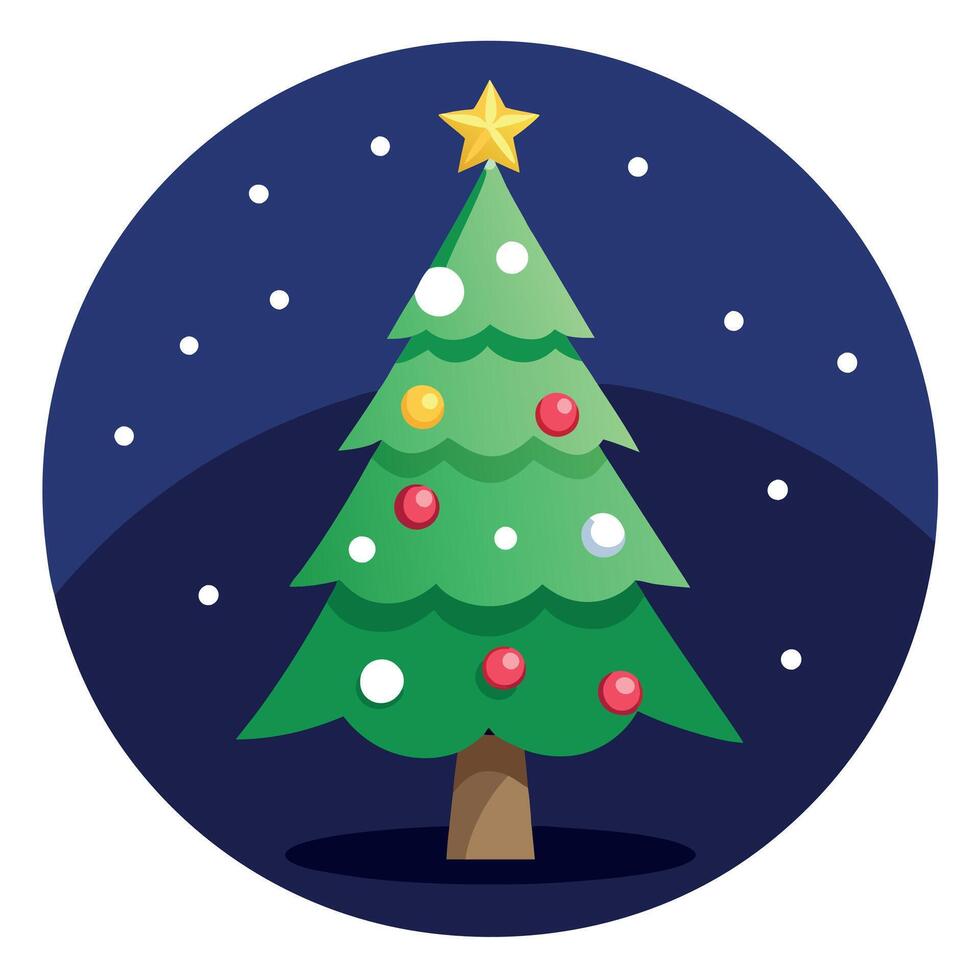Christmas tree with bookeh background and copy space. dark background. vector