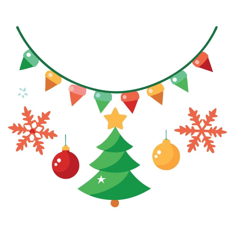 Garlands for decoration for the holidays. Merry christmas and happy new year concept. vector