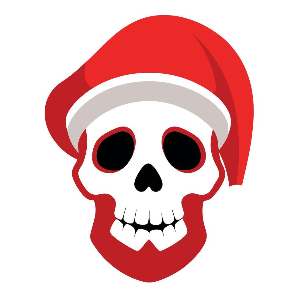 Portrait of a skull wearing a christmas red cap. concept of Festive holiday decor vector