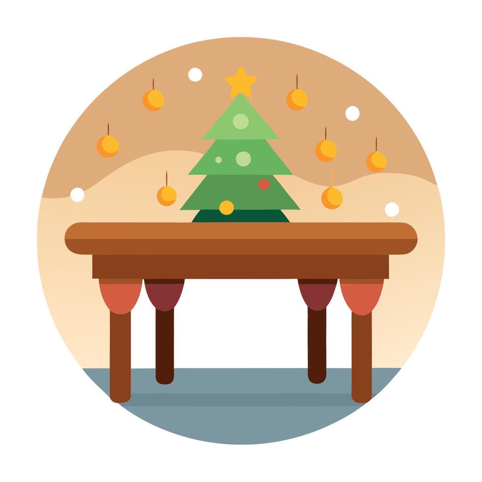 Blur bookeh ligh on background. Wooden table. Party decoration xmas christmas vibe. Graphic Art vector