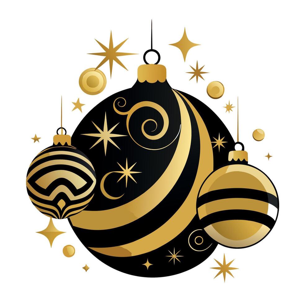 Fancy golden and black christmas background with ornaments. Greeting card mockup vector