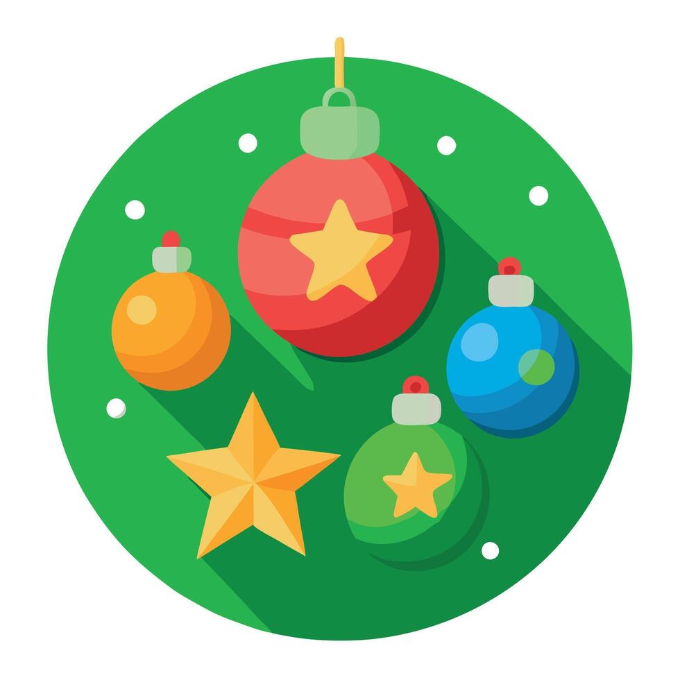 3d render of christmas baubles and stars on green background vector