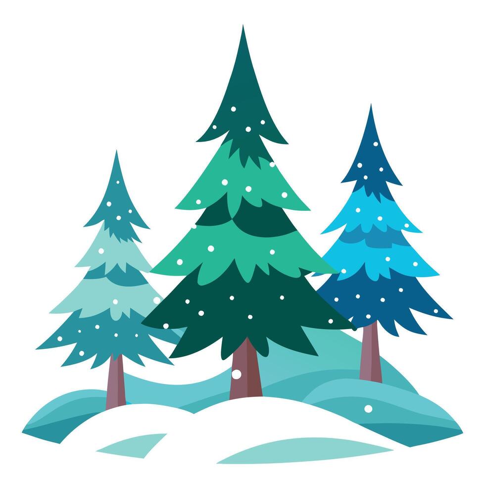 Illustration of fir trees in the snow as a Christmas background vector