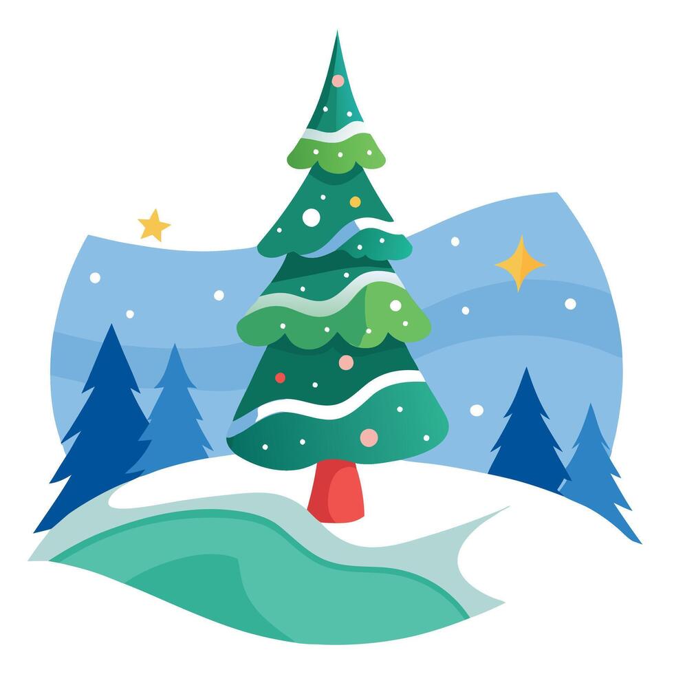 Christmas tree in the snow illustration vector