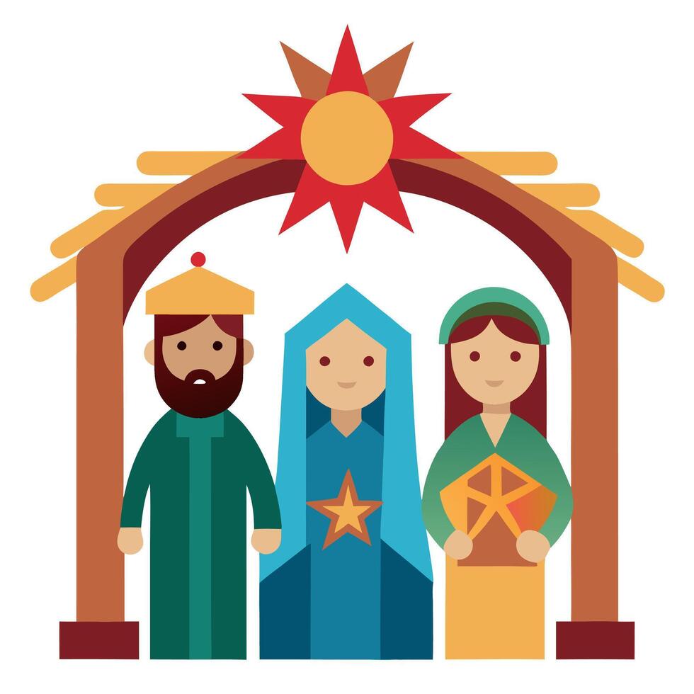 Image figures for the Christmas Nativity Portal isolated on a white background. vector