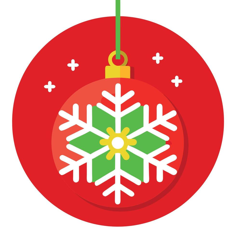Hanging christmas snowflake on red background illustration vector