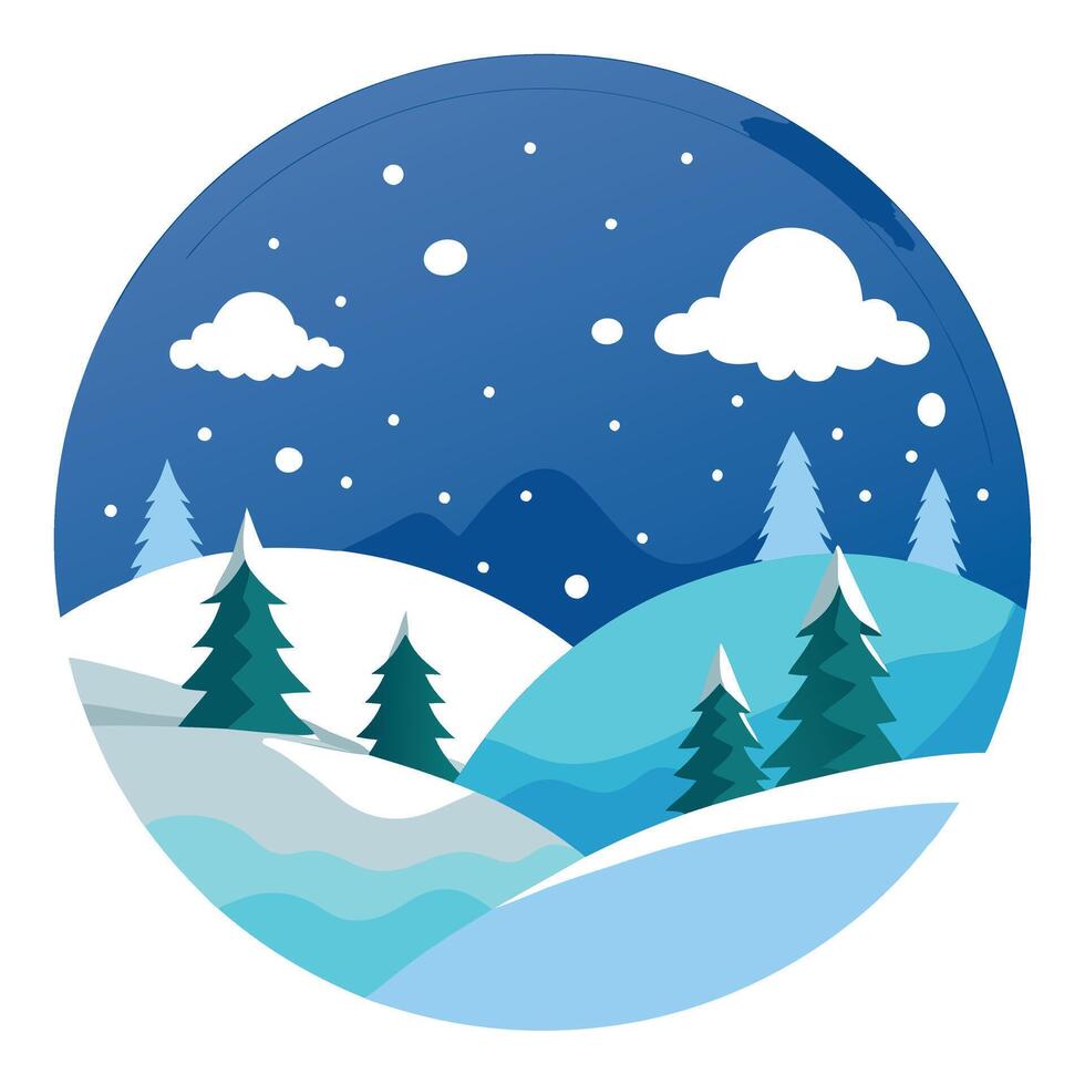 Winter landscape with snow and trees illustration vector