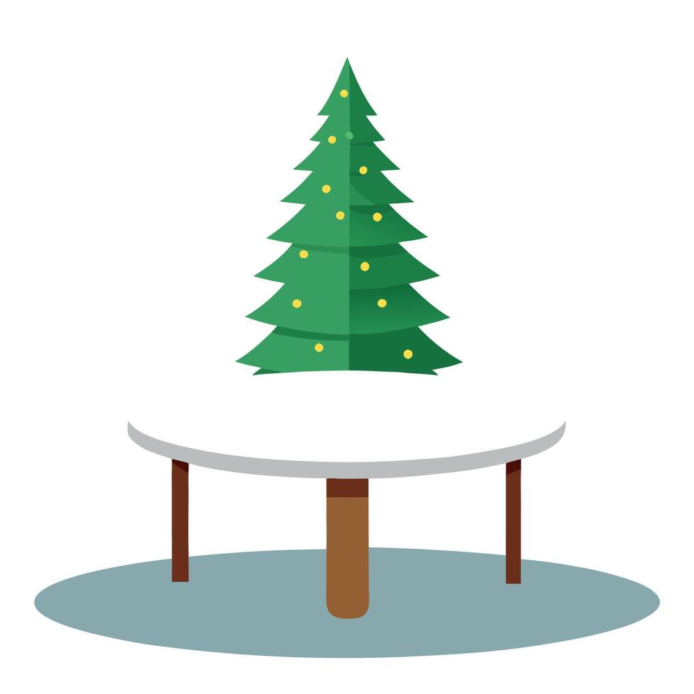 White empty table with blurred christmas tree and copy space vector