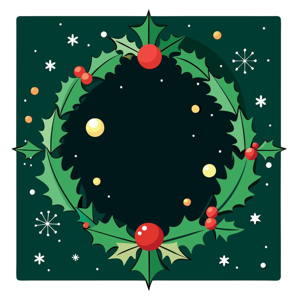 Dark Green christmas background with mistletoes frame vector