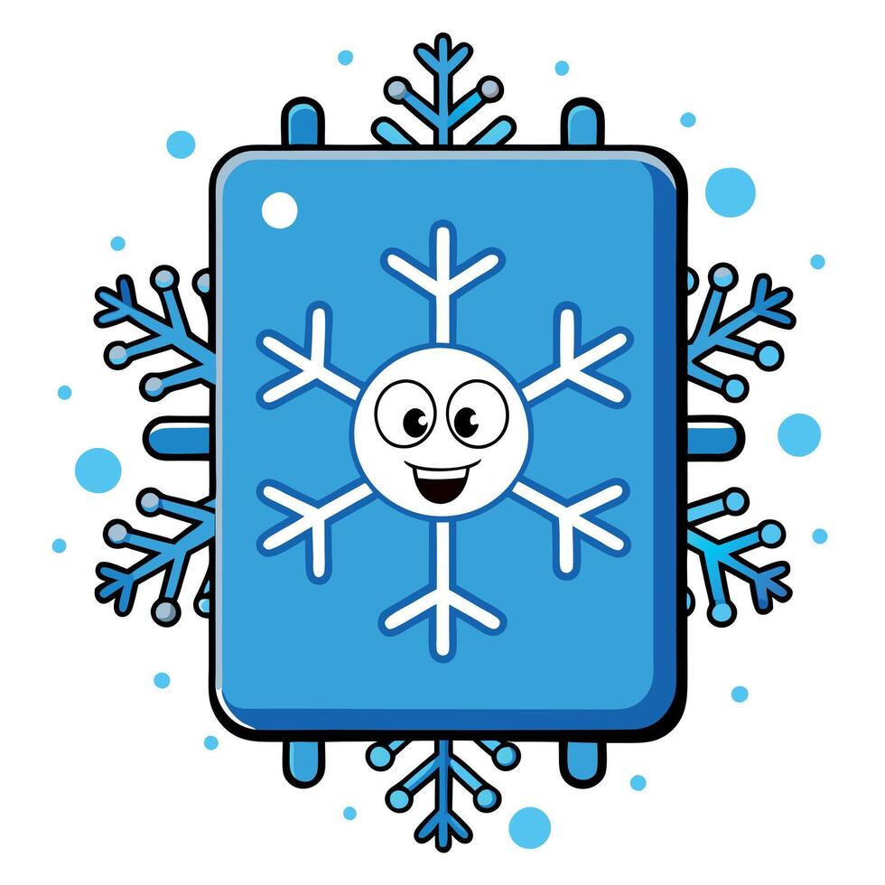 Christmas Greeting. Glittering Snowflake Microchip on Blue Background vector