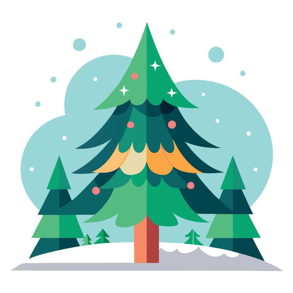 Abstract christmas tree in forest illustration for christmas. vector